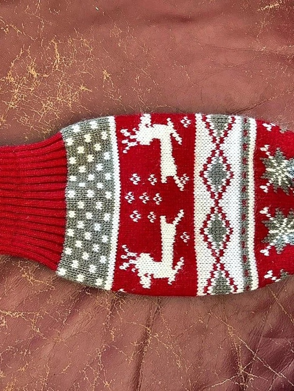 Pet - Chilly Dog Red Reindeer Shawl Dog Sweater Red & White